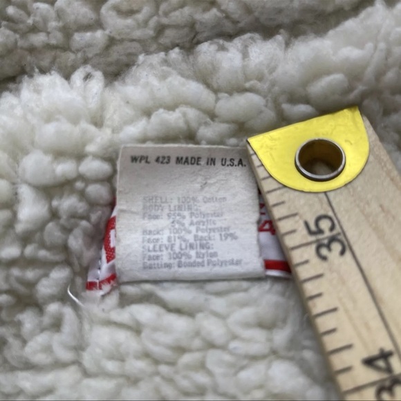 Vintage Levi’s Sherpa Lined Denim Trucker Jacket Orange Tab Size 44 USA Made - Picture 5 of 16